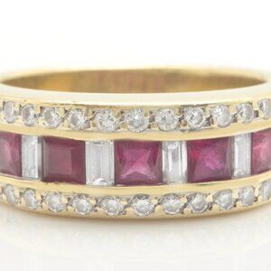 1.20 Carat Natural Red Ruby and Diamonds in 18K Solid Yellow Gold Women Ring